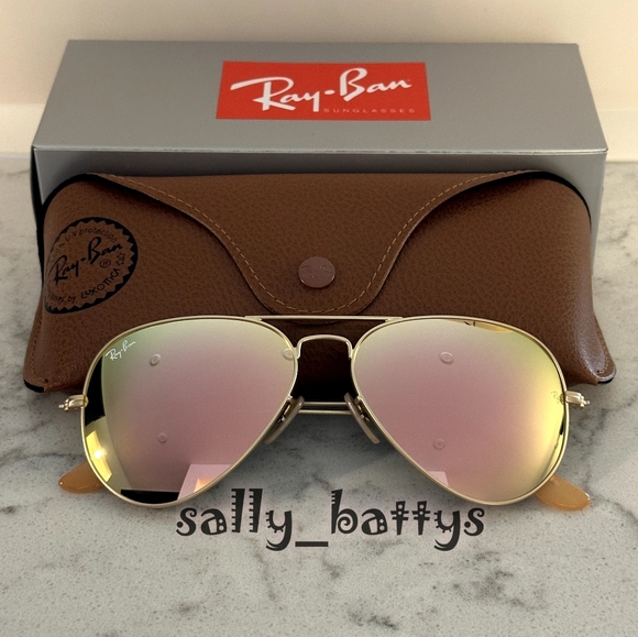 RayBan (Store Display) Aviator Reflective Copper Rose Gold RB3025 Mirror Pink - Picture 5 of 15